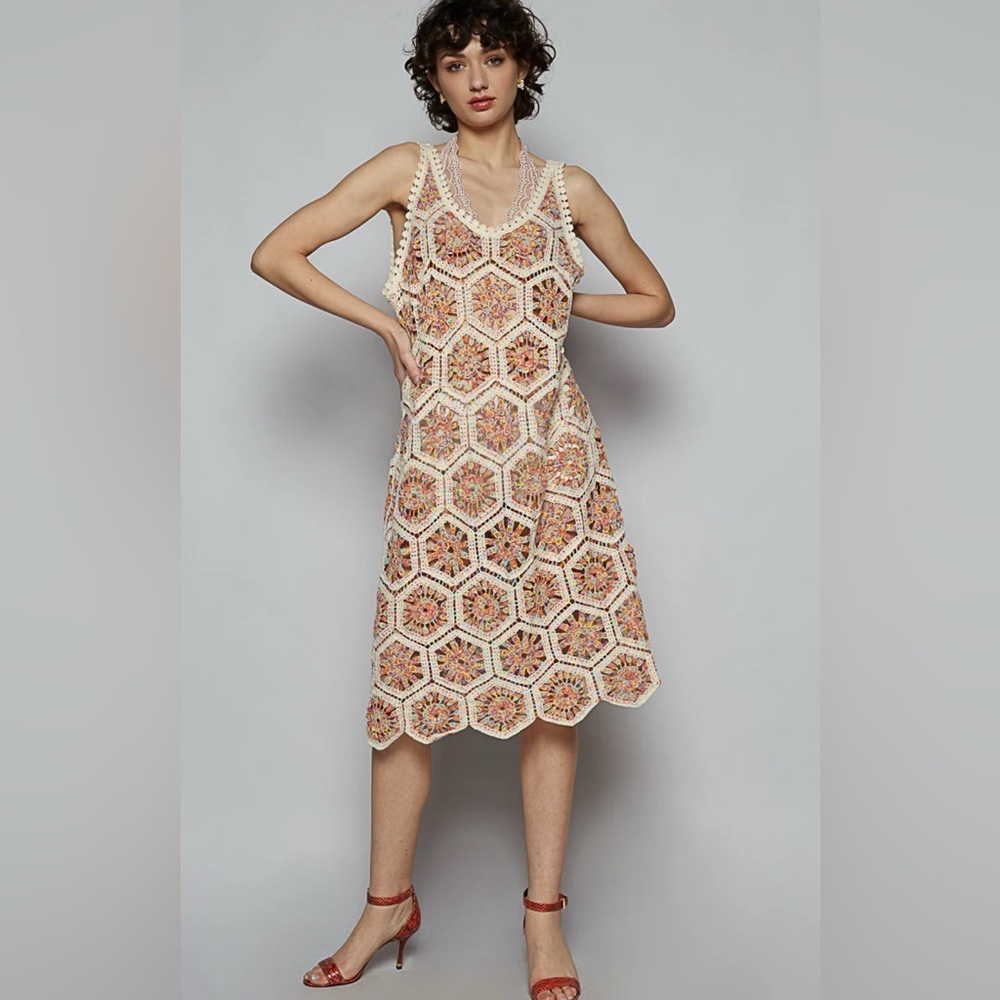 POL NWOT Crochet THE FRUITY PEBBLE DRESS Coverup Sexy Boho Beach Wear